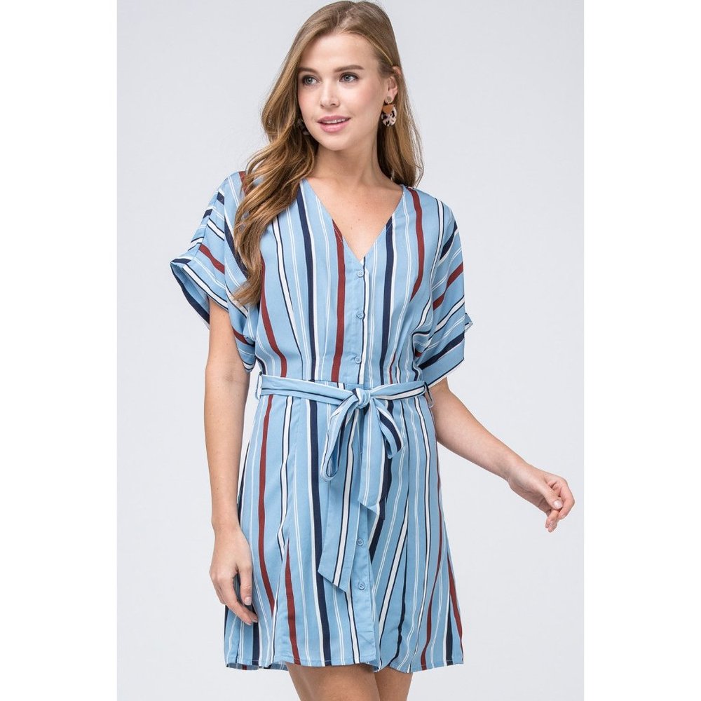Entro Striped Shirtdress, Blue